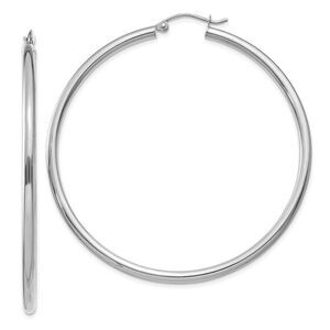 2.5mm x 55mm 14k White Gold Classic Round Hoop Earrings